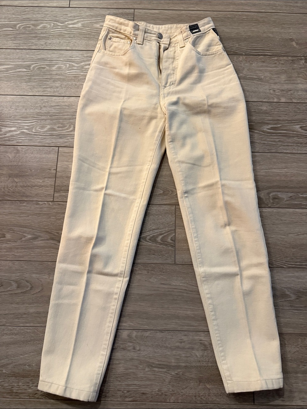 Y2K Versace Jeans Couture Cream Jeans, Sz 27/41